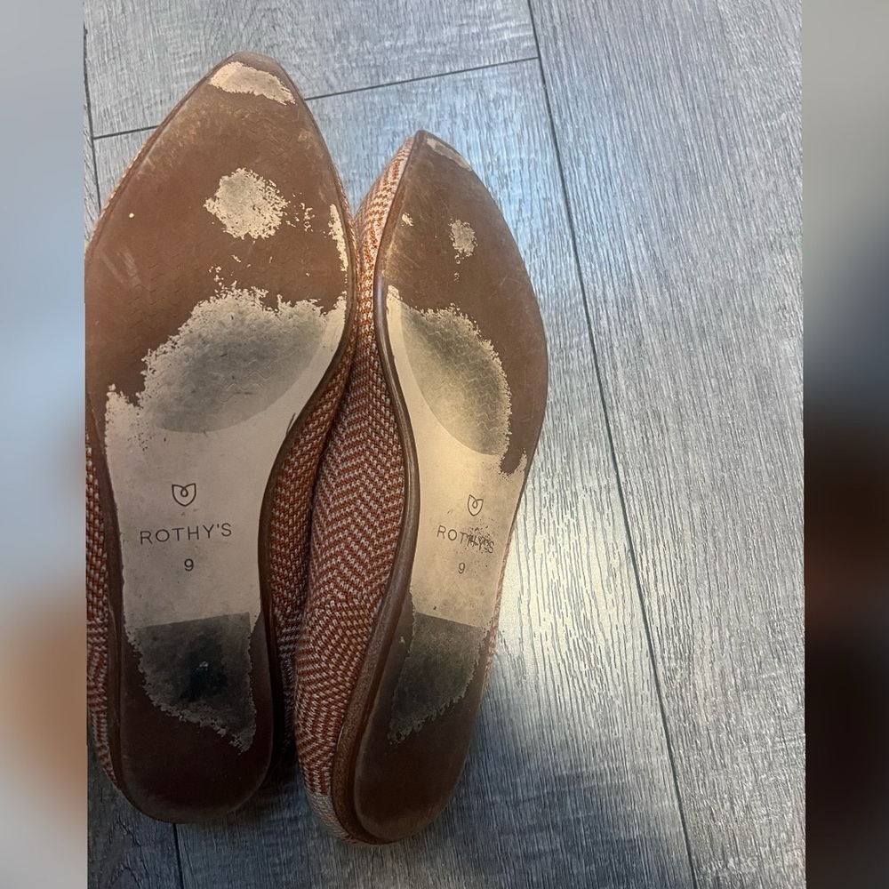 Rothys Authentic Retired Camel Herringbone Merino Wool Point Flats Size 9 - Picture 4 of 6